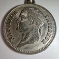 Porte-clés médaille « Napoléon Empereur », métal argenté, marqué « Le Club » (vintage)