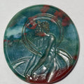 Intaille en jaspe héliotrope gravée d'une bacchante, style Art Nouveau, pierre non montée