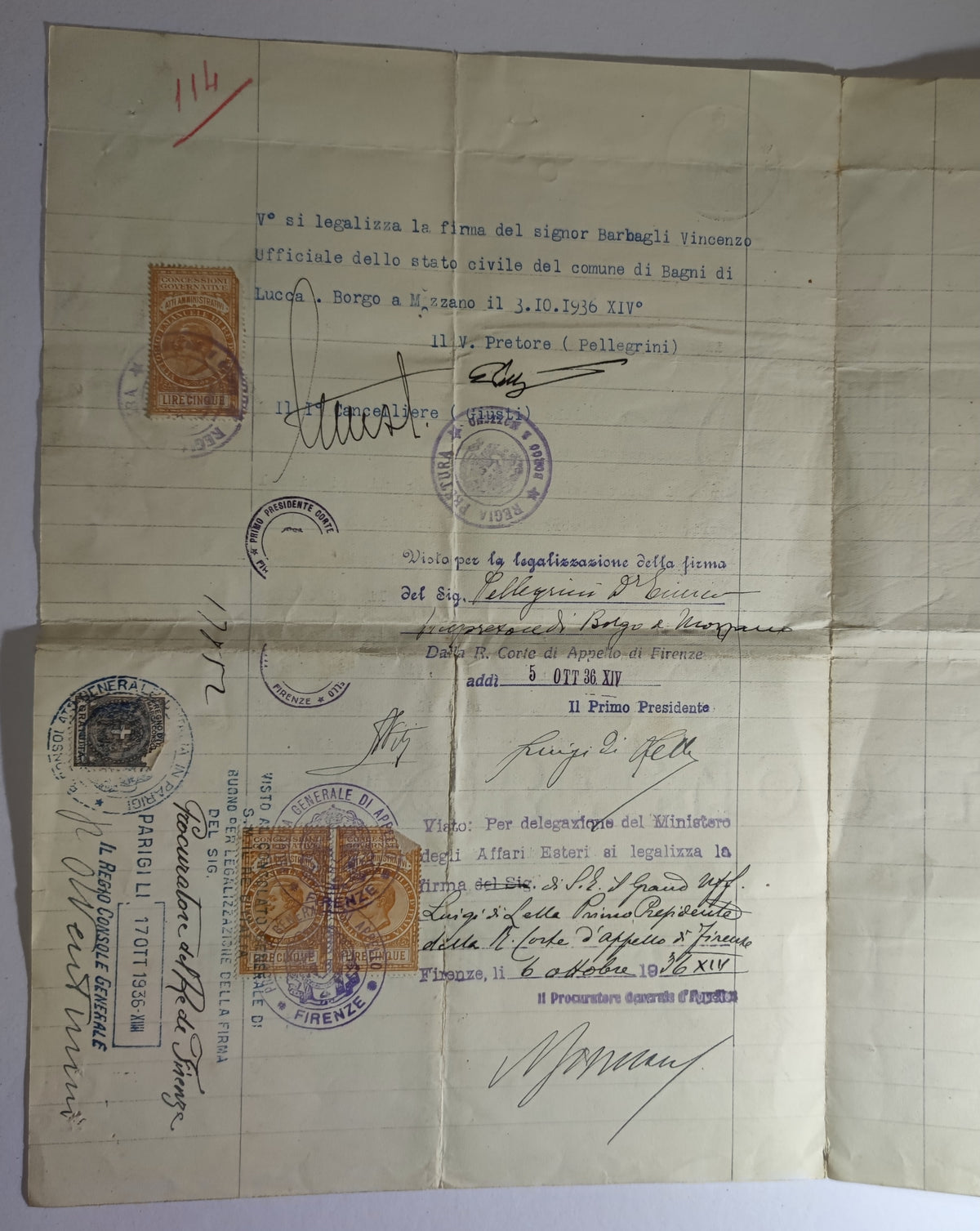 Archives d'un immigré italien, Dino Fabbri (1911-1985) : de Lucques à Alfortville, naturalisation 1939, exode, Berlin 1944, rapatriement - lot de 19 documents et une gourmette