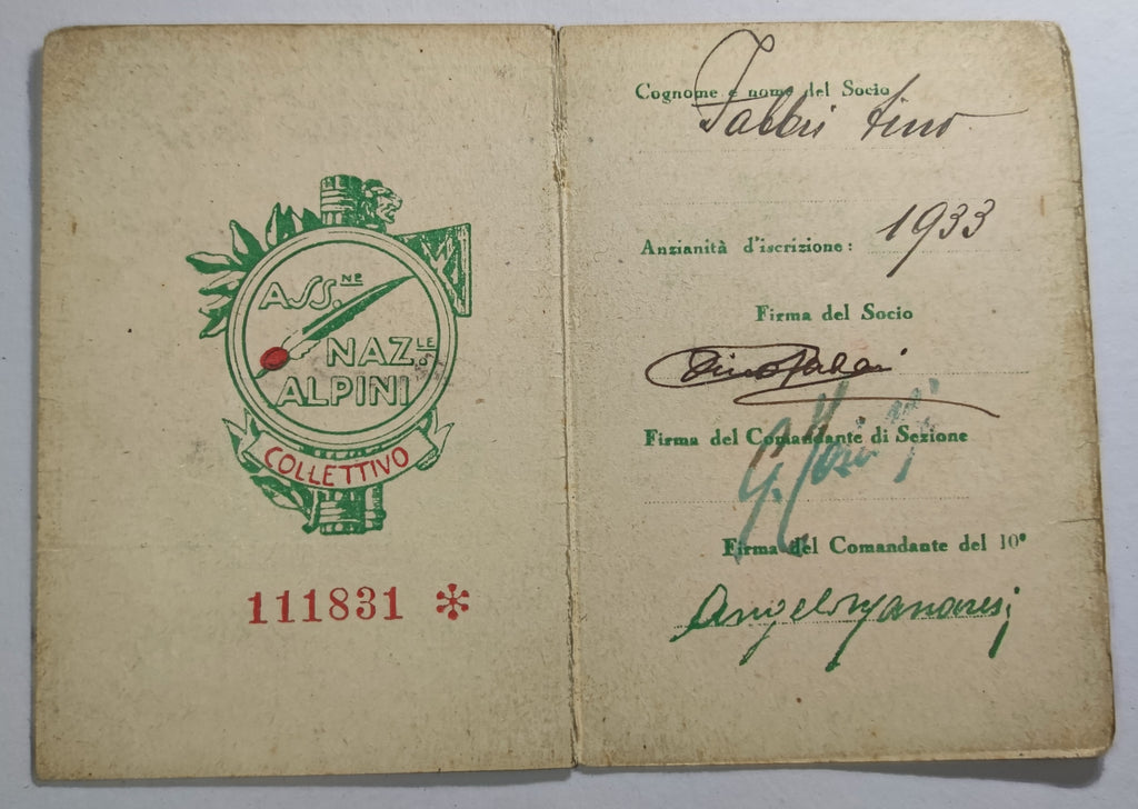 Archives d'un immigré italien, Dino Fabbri (1911-1985) : de Lucques à Alfortville, naturalisation 1939, exode, Berlin 1944, rapatriement - lot de 19 documents et une gourmette