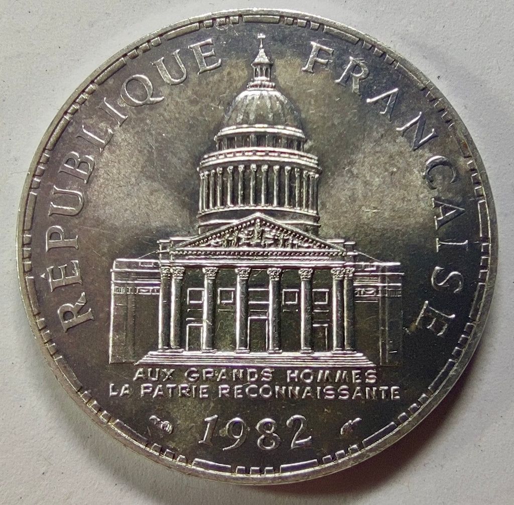 100 francs Panthéon 1982, argent 900, Ve République (première année de frappe)