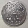 2 francs Francisque 1943 (Paris), aluminium, État français, type Bazor