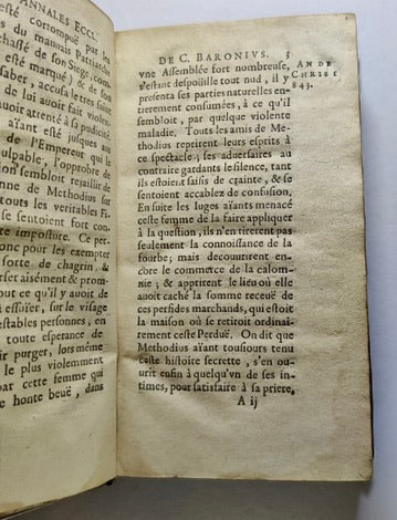 César Baronius, Abbregé des Annales ecclésiastiques, tome III, traduction de Charles Chaulmer, Paris, Jean Cochart, 1673, reliure en veau