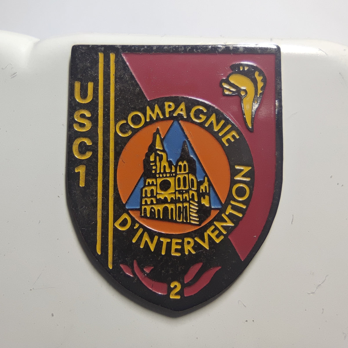 Pin’s USC 1, 2e compagnie d'intervention, sécurité civile, vers 1990